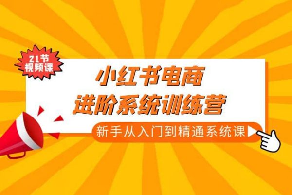 小红书电商进阶系统训练营：新手从入门到精通系统课