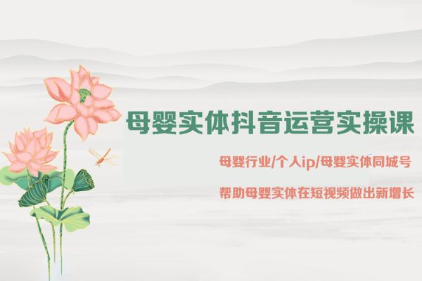 母婴实体抖音运营实操课，母婴行业/个人ip/母婴实体同城号，帮助母婴实体在短视频做出新增长