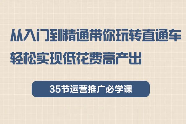 从入门到精通带你玩转直通车：轻松实现低花费高产出，35节运营推广必学课