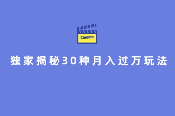 独家揭秘30种月入过万玩法揭秘