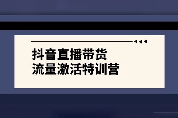 抖音直播带货流量激活课，入行新手小白主播必学