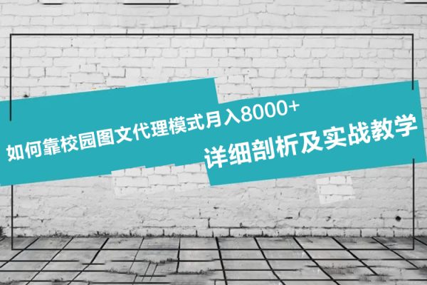 如何靠校园图文代理模式月入8000+！详细剖析及实战教学【揭秘】