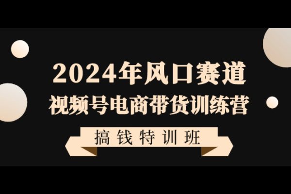 2024年风口赛道视频号电商带货训练营搞钱特训班