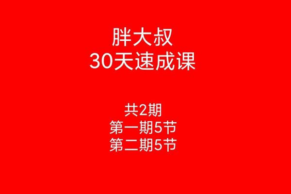 胖大叔绝密炒股课程30天速成班第一期+第二期