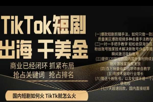 TikTok短剧出海干美金，商业已经闭环抓紧布局，抢占关键词抢占排名