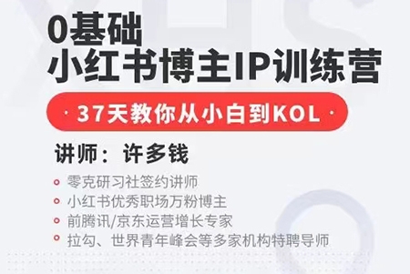 0基础小红书博主IP训练营，37天教你从小白到KOL