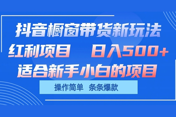 抖音橱窗带货新玩法，单日收益几张，操作简单，条条爆款【项目拆解】