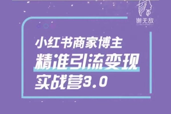 谢无敌-小红书商家精准引流实战营3.0，用小红书放大你的生意势能