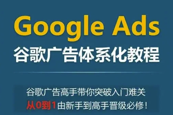 Google Ads谷歌广告体系化教程，谷歌广告高手带你突破入门难关，从0到1由新手到高手晋级必修